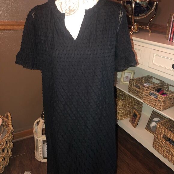 Black Dotted Swiss Dress NWT - Picture 2 of 8